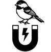 Icône noire et blanc représentant un aimant et un oiseau symbolisant l'attraction d'un arbre sur les oiseaux