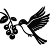 Icône représentant une une grappe de baie autour duquel vol un oiseau, symbolisant l'attractivité de l'arbuste pour les oiseaux