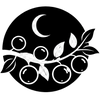 Icône représentant une branche chargée de baies se détachant sur un disque sombre avec un croissant de lune, symbolisant la faculté d'un arbre à fructifier à l'ombre totale