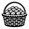 Icône représentant un panier de noix, symbolisant une récolte de fruits abondante