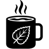 Icône représentant une tasse fumante arborant un motif de feuille, symbolisant la possibilité d'utiliser le feuillage d'une plante pour préparer des infusions, des tisanes ou du thé